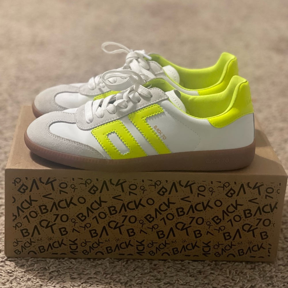 Yellow and White Sneakers with Suede Texture